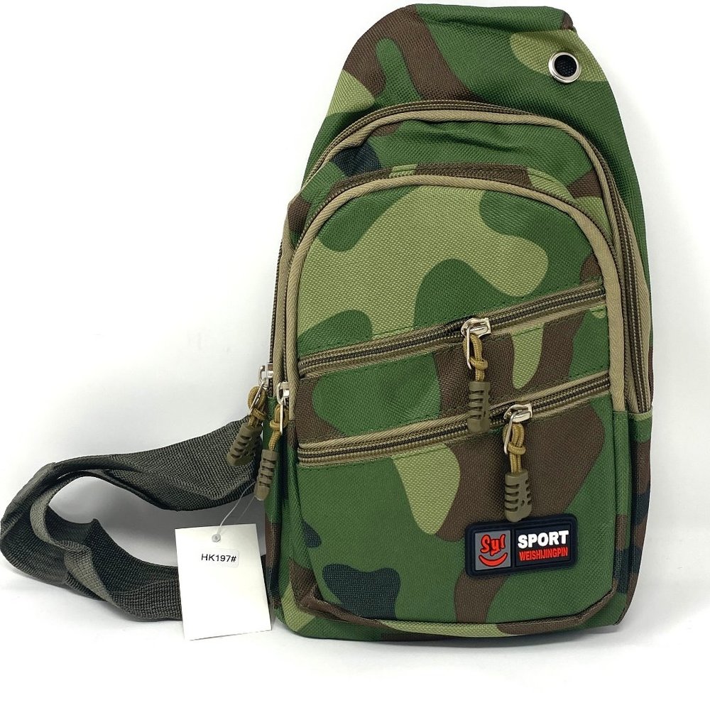 Men's Messenger Bag MB605 Poly Sport 3 Zip Pocket Cellphone Pouch Camo Militar